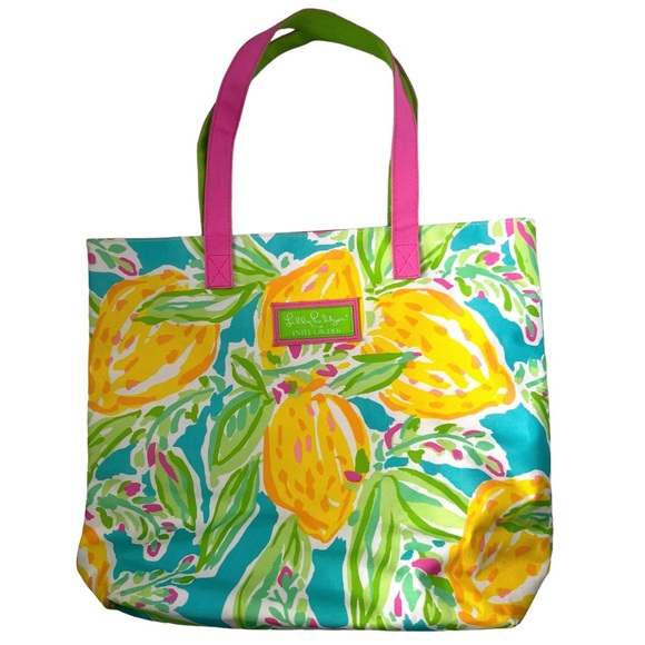 Lilly Pulitzer Handbags - Lilly Pulitzer Estee Lauder Tote Bag Floral Lemons
Tropical Beach Pink Yellow